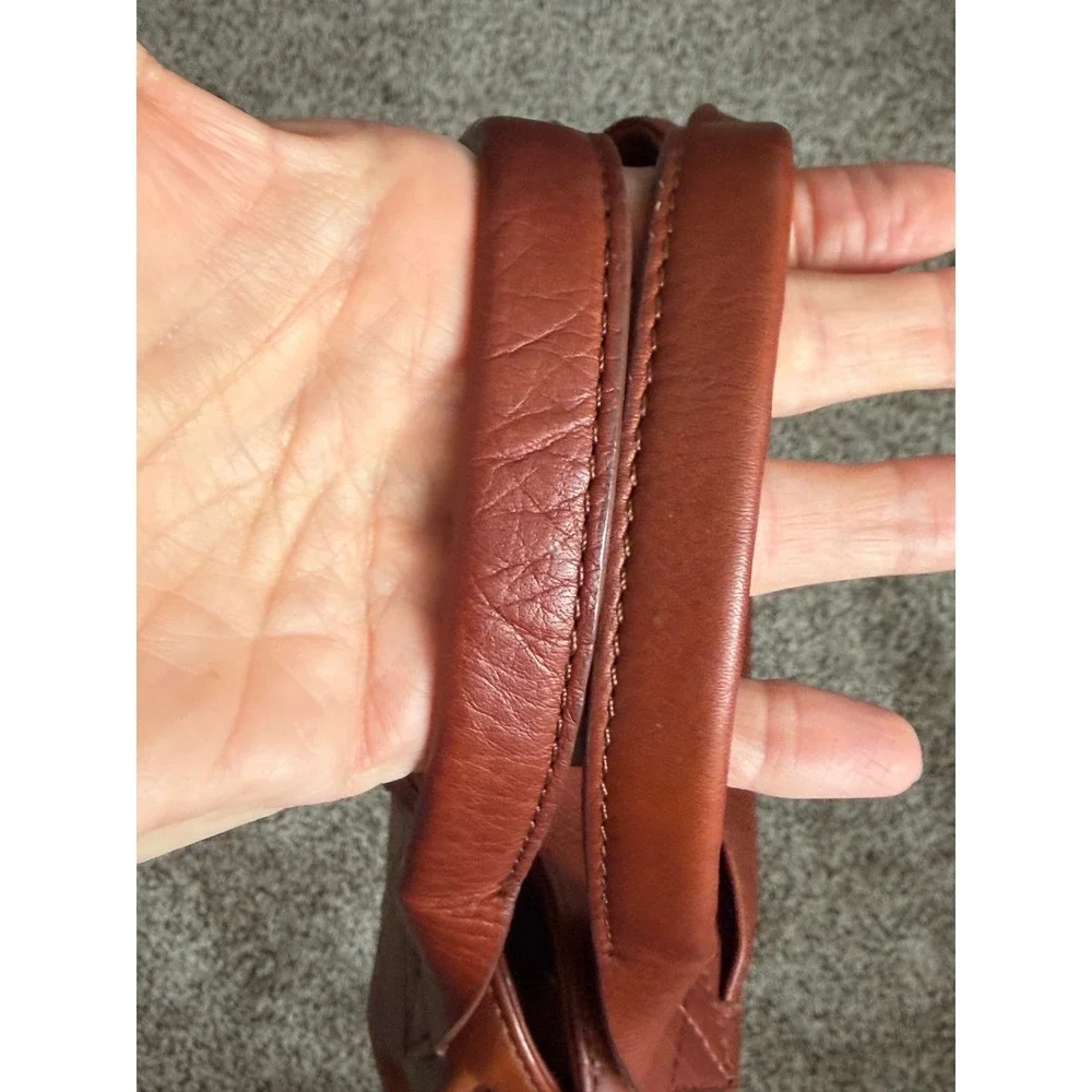American Leather Co. Cognac Leather Convertible Crossbody Satchel Tote Bag - Picture 6 of 8